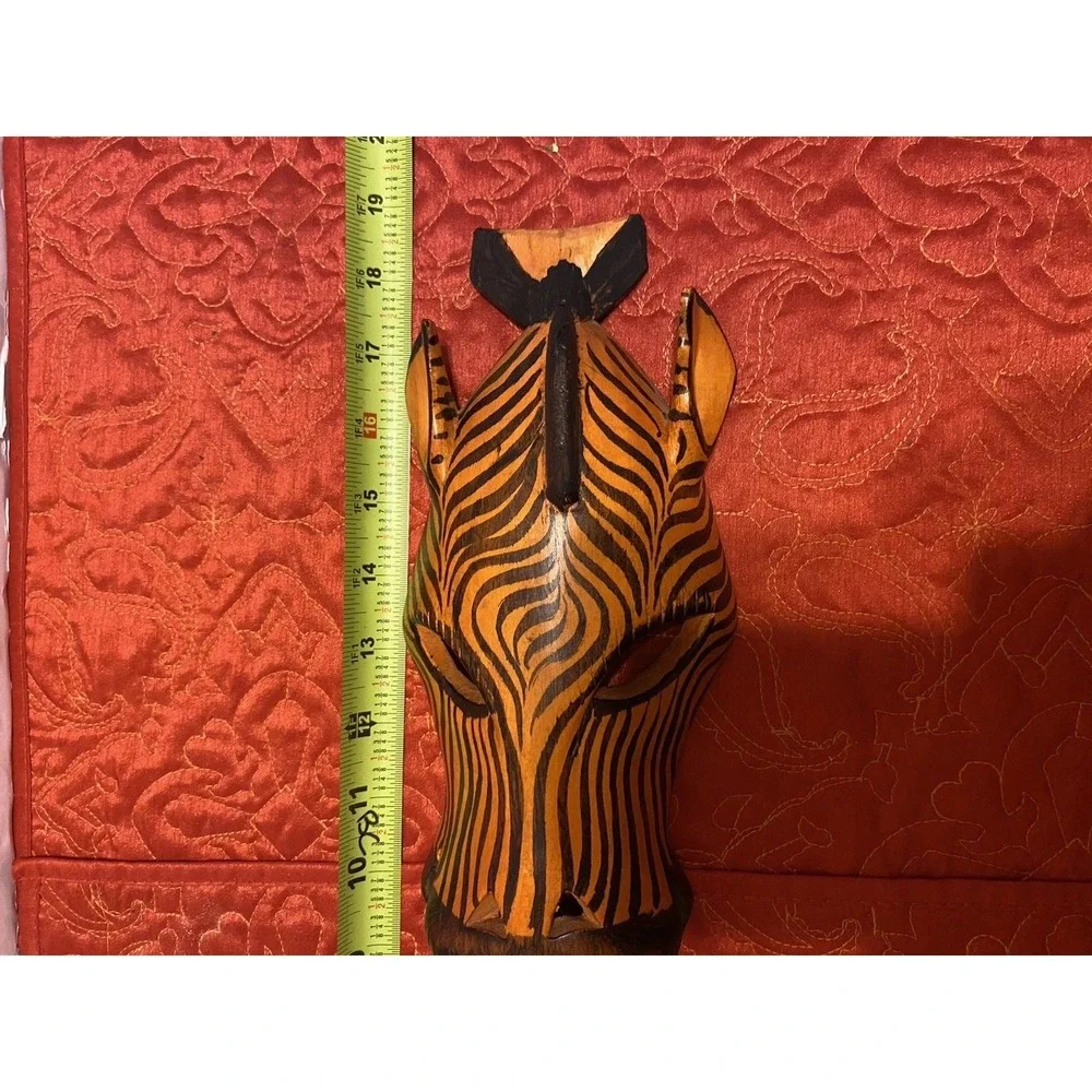Wooden Hand Carved African Tribal‎ Masks. Zebra And Leopard 19